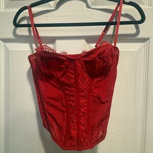 Urban Outfitters Red Lace Corset Top